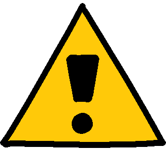 a yellow hazard triangle with a black exclamation point in the center
